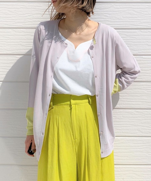 Q（キュー）の「バイカラー切替カーデ（カーディガン/ボレロ・レディース・ライトグレー/ブラック・MEDIUM）」の18枚目の写真