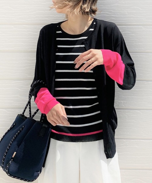 Q（キュー）の「バイカラー切替カーデ（カーディガン/ボレロ・レディース・ライトグレー/ブラック・MEDIUM）」の17枚目の写真