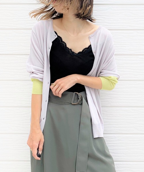 Q（キュー）の「バイカラー切替カーデ（カーディガン/ボレロ・レディース・ライトグレー/ブラック・MEDIUM）」の16枚目の写真