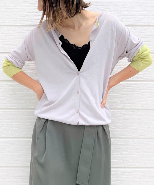 Q（キュー）の「バイカラー切替カーデ（カーディガン/ボレロ・レディース・ライトグレー/ブラック・MEDIUM）」の19枚目の写真