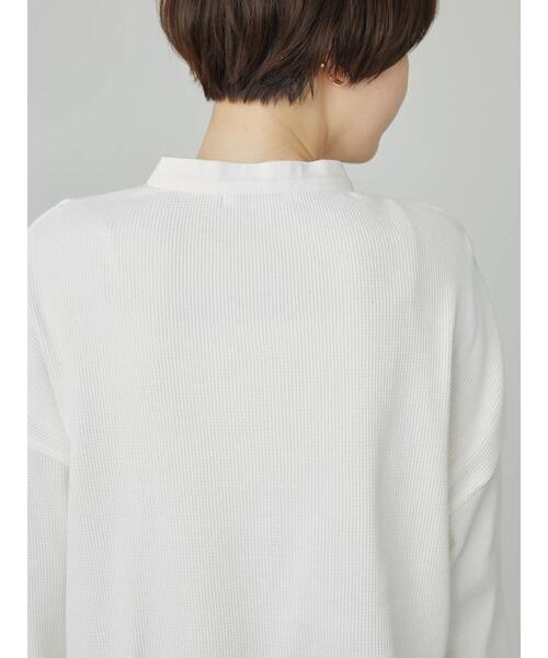 AMERICAN HOLIC(アメリカンホリック)の「バンドカラー異素材ワッフルチュニック(Tシャツ/カットソー・レディース・オフホワイト/ブラック・M/L)」の12枚目の写真