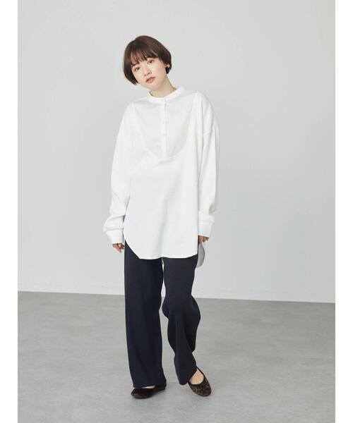 AMERICAN HOLIC(アメリカンホリック)の「バンドカラー異素材ワッフルチュニック(Tシャツ/カットソー・レディース・オフホワイト/ブラック・M/L)」の14枚目の写真