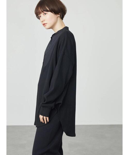 AMERICAN HOLIC(アメリカンホリック)の「バンドカラー異素材ワッフルチュニック(Tシャツ/カットソー・レディース・オフホワイト/ブラック・M/L)」の17枚目の写真