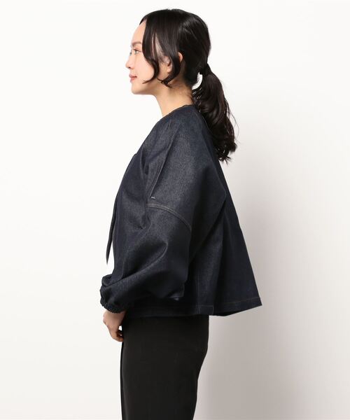 notch.（ノッチ）の「ランタンスリーブデニムジャケット（デニムジャケット・レディース・ブラック/ダークネイビー・M）」の5枚目の写真