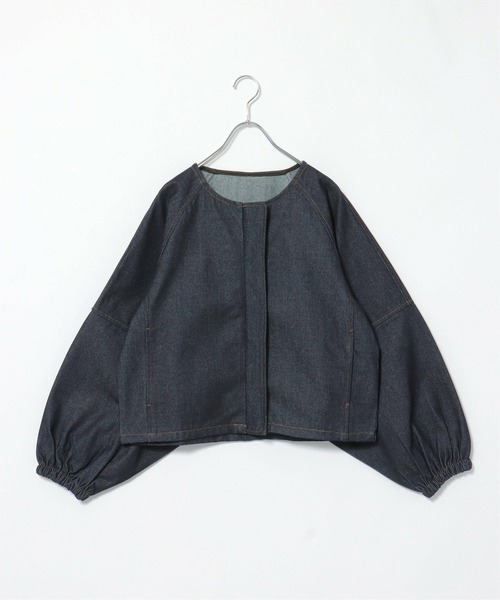 notch.（ノッチ）の「ランタンスリーブデニムジャケット（デニムジャケット・レディース・ブラック/ダークネイビー・M）」の6枚目の写真