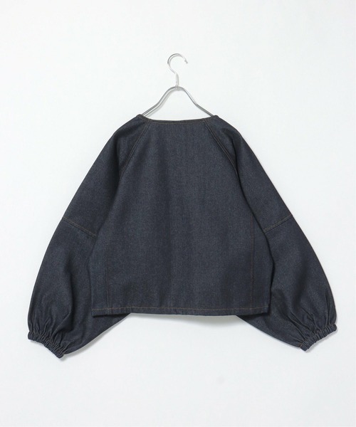 notch.（ノッチ）の「ランタンスリーブデニムジャケット（デニムジャケット・レディース・ブラック/ダークネイビー・M）」の7枚目の写真