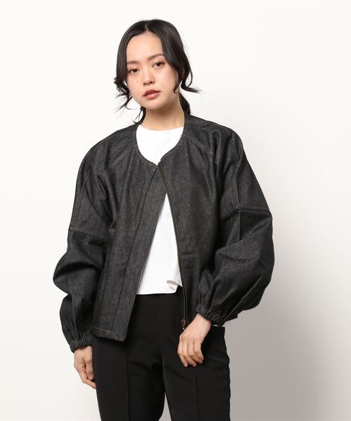 notch.（ノッチ）の「ランタンスリーブデニムジャケット（デニムジャケット・レディース・ブラック/ダークネイビー・M）」の17枚目の写真