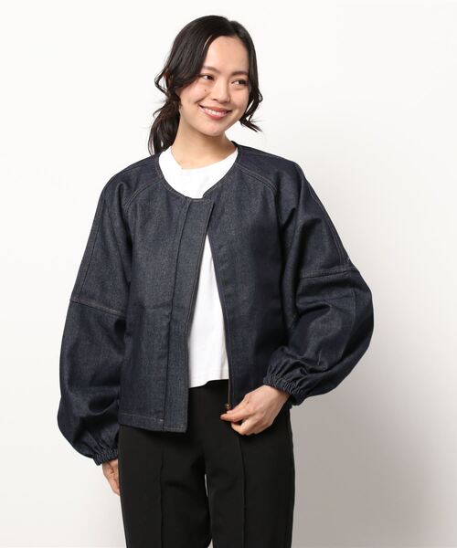 notch.（ノッチ）の「ランタンスリーブデニムジャケット（デニムジャケット・レディース・ブラック/ダークネイビー・M）」の16枚目の写真