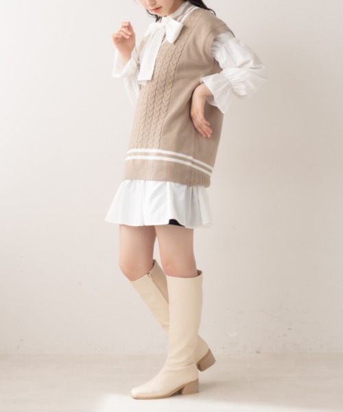 OLIVE des OLIVE(オリーブデオリーブ)の「ライン入りベスト/ニットベスト(ベスト・レディース・ベージュ/ネイビー/オフホワイト・FREE)」の9枚目の写真