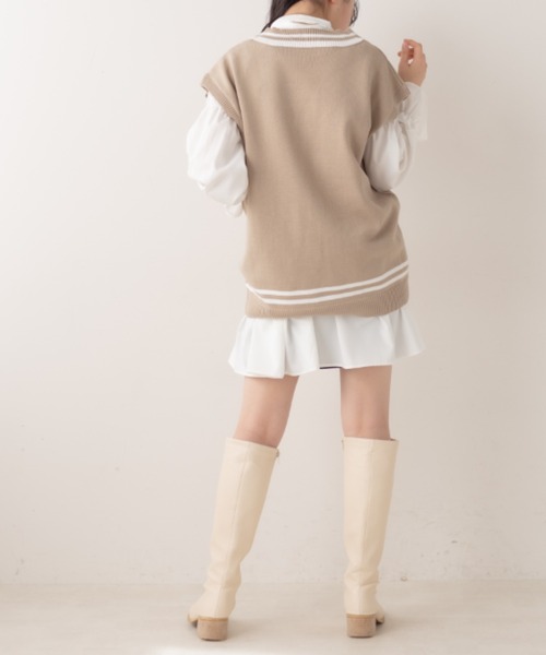 OLIVE des OLIVE(オリーブデオリーブ)の「ライン入りベスト/ニットベスト(ベスト・レディース・ベージュ/ネイビー/オフホワイト・FREE)」の10枚目の写真