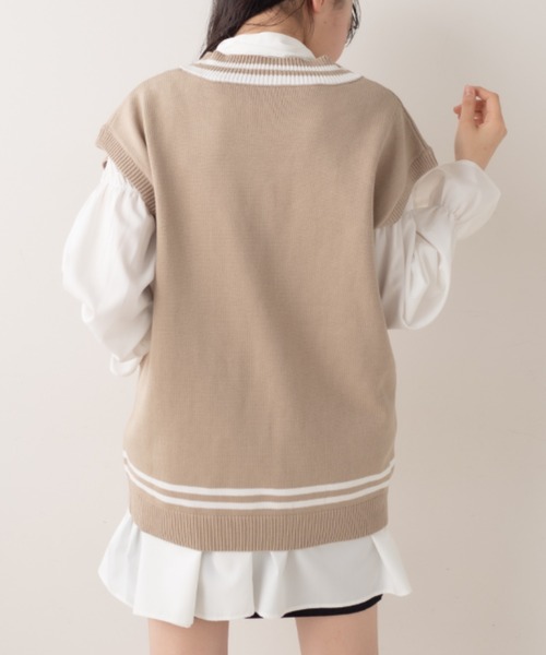 OLIVE des OLIVE(オリーブデオリーブ)の「ライン入りベスト/ニットベスト(ベスト・レディース・ベージュ/ネイビー/オフホワイト・FREE)」の13枚目の写真