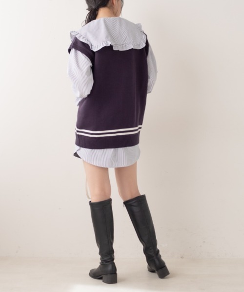 OLIVE des OLIVE(オリーブデオリーブ)の「ライン入りベスト/ニットベスト(ベスト・レディース・ベージュ/ネイビー/オフホワイト・FREE)」の16枚目の写真