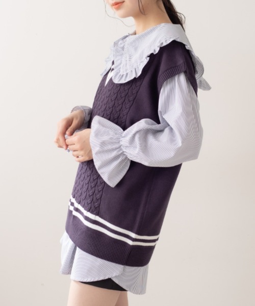 OLIVE des OLIVE(オリーブデオリーブ)の「ライン入りベスト/ニットベスト(ベスト・レディース・ベージュ/ネイビー/オフホワイト・FREE)」の18枚目の写真