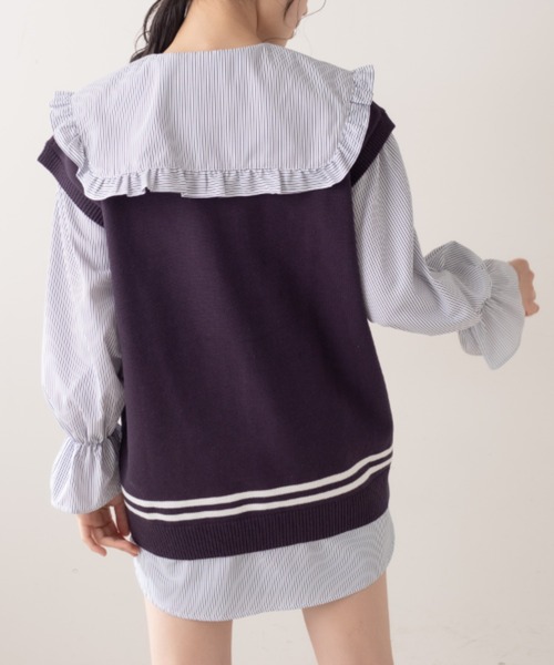 OLIVE des OLIVE(オリーブデオリーブ)の「ライン入りベスト/ニットベスト(ベスト・レディース・ベージュ/ネイビー/オフホワイト・FREE)」の19枚目の写真