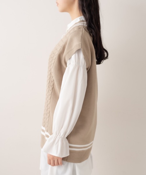 OLIVE des OLIVE(オリーブデオリーブ)の「ライン入りベスト/ニットベスト(ベスト・レディース・ベージュ/ネイビー/オフホワイト・FREE)」の21枚目の写真