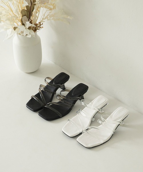 rectangle(レクタングル)の「クリアストラップサンダル(サンダル・レディース・ブラック/オフホワイト・LARGE/SMALL/MEDIUM)」の7枚目の写真
