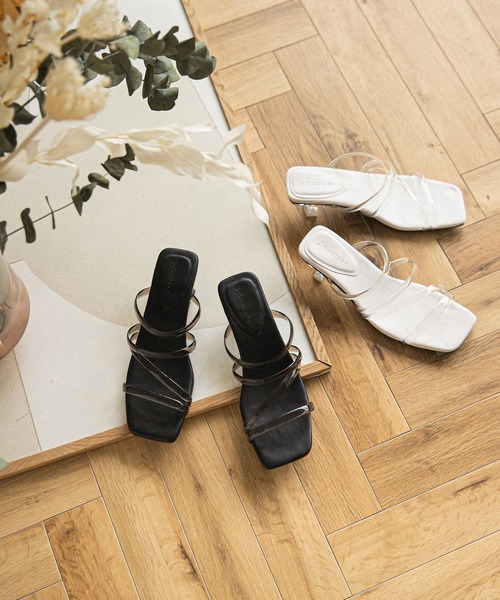 rectangle(レクタングル)の「クリアストラップサンダル(サンダル・レディース・ブラック/オフホワイト・LARGE/SMALL/MEDIUM)」の3枚目の写真