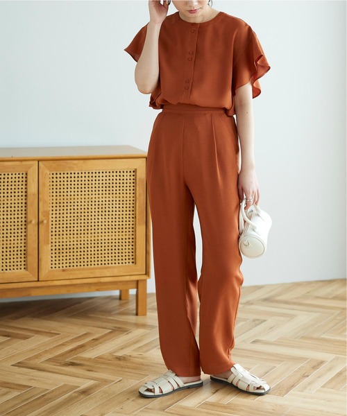 titivate(ティティベイト)の「フリルスリーブブラウスセットアップ(セットアップ・レディース・ブラウン/ブルー/モカ/オレンジ/ブラック・L/M/S)」の3枚目の写真