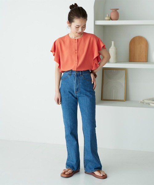 titivate(ティティベイト)の「フリルスリーブブラウスセットアップ(セットアップ・レディース・ブラウン/ブルー/モカ/オレンジ/ブラック・L/M/S)」の8枚目の写真