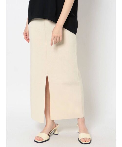 COTORICA（コトリカ）の「スエットライクカラーニットスカート【スリットスカート】（スカート・レディース・アイボリー/ブラック/グリーン・FREE）」の2枚目の写真