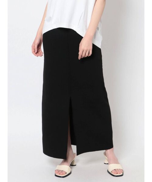 COTORICA（コトリカ）の「スエットライクカラーニットスカート【スリットスカート】（スカート・レディース・アイボリー/ブラック/グリーン・FREE）」の3枚目の写真