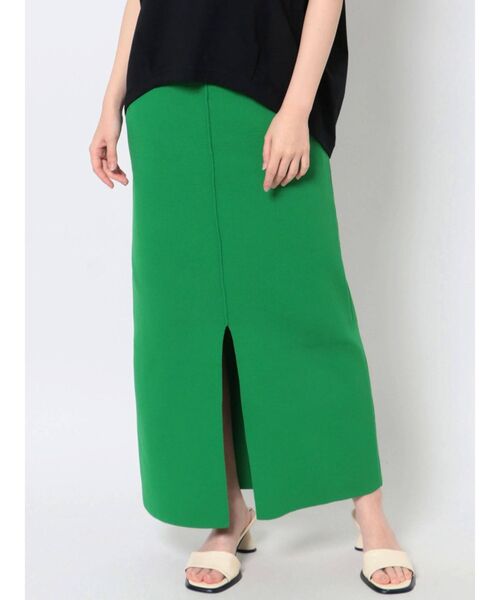 COTORICA（コトリカ）の「スエットライクカラーニットスカート【スリットスカート】（スカート・レディース・アイボリー/ブラック/グリーン・FREE）」の4枚目の写真