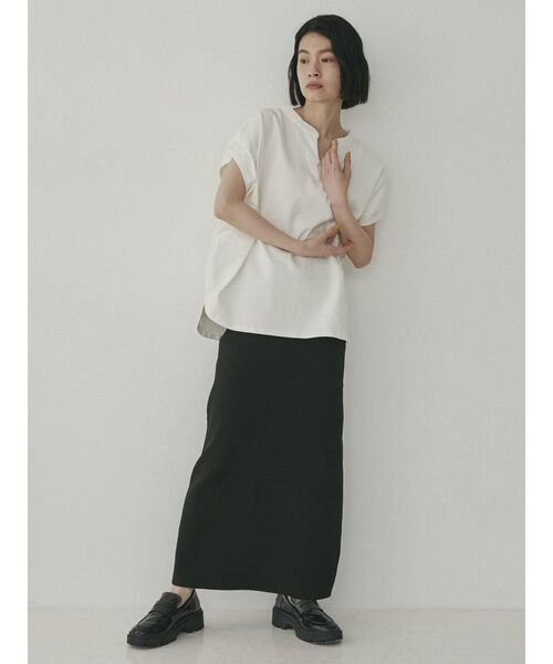 COTORICA（コトリカ）の「スエットライクカラーニットスカート【スリットスカート】（スカート・レディース・アイボリー/ブラック/グリーン・FREE）」の7枚目の写真