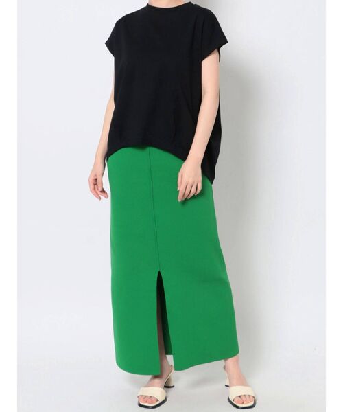 COTORICA（コトリカ）の「スエットライクカラーニットスカート【スリットスカート】（スカート・レディース・アイボリー/ブラック/グリーン・FREE）」の6枚目の写真