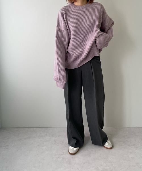 LE MORE（リモア）の「センタープレスタックワイドパンツ（スラックス・レディース・ブラック/アイボリー/チャコール・S/M）」の11枚目の写真