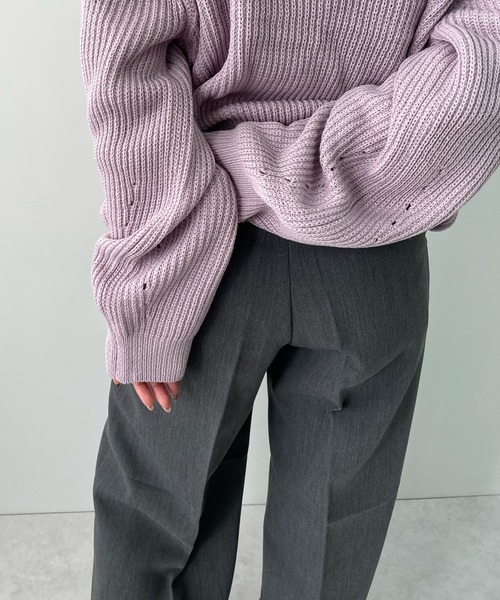 LE MORE（リモア）の「センタープレスタックワイドパンツ（スラックス・レディース・ブラック/アイボリー/チャコール・S/M）」の12枚目の写真