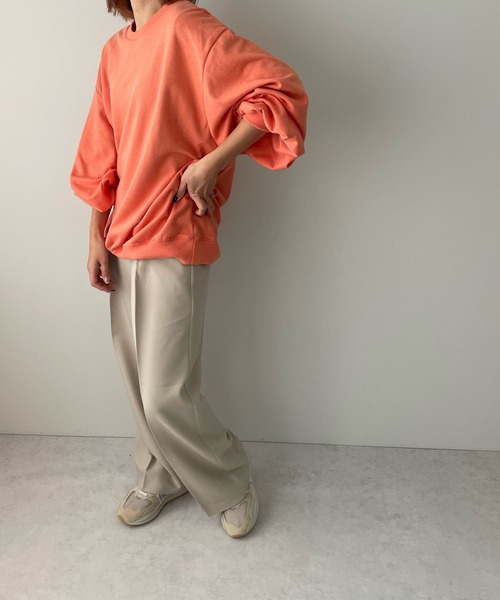 LE MORE（リモア）の「センタープレスタックワイドパンツ（スラックス・レディース・ブラック/アイボリー/チャコール・S/M）」の14枚目の写真