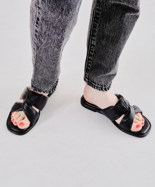 新品未使用 パデットクロスデザインサンダル green label relaxing サンダル パデッドクロス サンダル（3cm