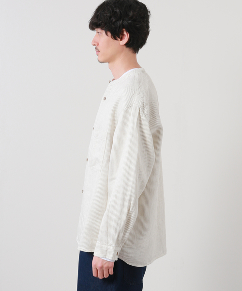 JOURNAL STANDARD(ジャーナルスタンダード)の「リネン パターン バンドカラーCPOシャツ(シャツ/ブラウス・メンズ・ホワイト系その他/ベージュ/ベージュ系その他・SMALL/MEDIUM/LARGE)」の6枚目の写真