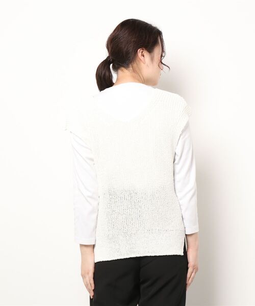 ROPE'（ロペ）の「和紙混TUMUGIニットベスト（ベスト・レディース・ブルー系その他5/ミント/ホワイト・38）」の5枚目の写真