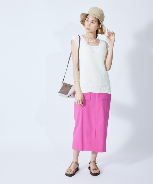 ROPE'（ロペ）の「和紙混TUMUGIニットベスト（ベスト・レディース・ブルー系その他5/ミント/ホワイト・38）」の6枚目の写真