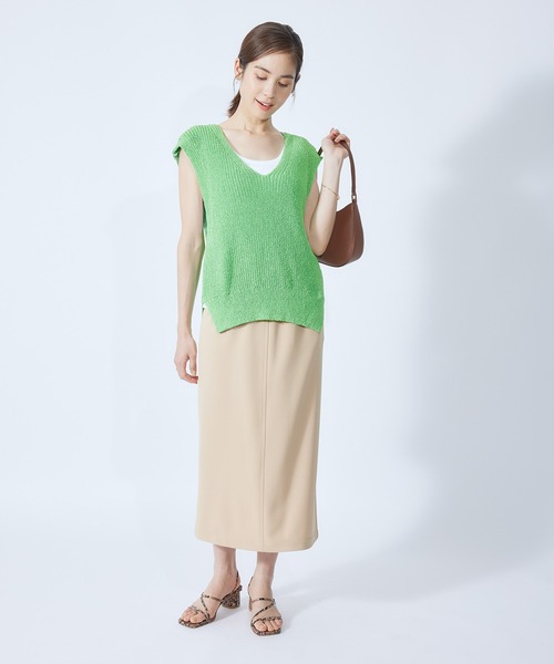 ROPE'（ロペ）の「和紙混TUMUGIニットベスト（ベスト・レディース・ブルー系その他5/ミント/ホワイト・38）」の7枚目の写真