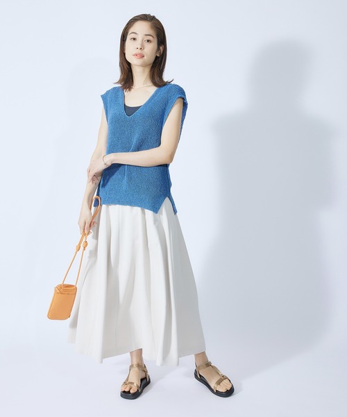 ROPE'（ロペ）の「和紙混TUMUGIニットベスト（ベスト・レディース・ブルー系その他5/ミント/ホワイト・38）」の8枚目の写真