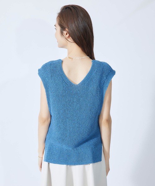 ROPE'（ロペ）の「和紙混TUMUGIニットベスト（ベスト・レディース・ブルー系その他5/ミント/ホワイト・38）」の11枚目の写真