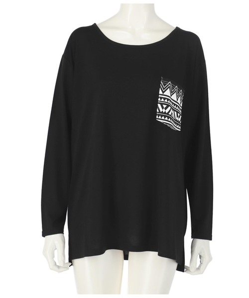 ANAP(アナップ)の「5色展開柄ポケットゆるロングTシャツ(Tシャツ/カットソー・レディース・ホワイト/ベージュ/ブラック/ミント/ピンクベージュ・FREE)」の8枚目の写真