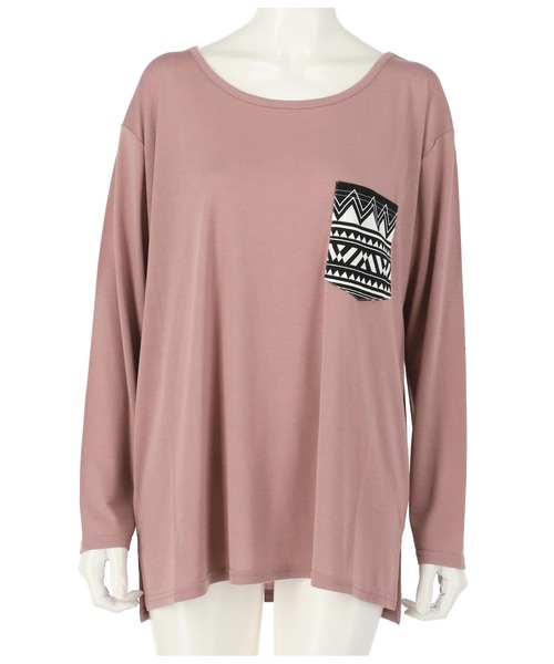 ANAP(アナップ)の「5色展開柄ポケットゆるロングTシャツ(Tシャツ/カットソー・レディース・ホワイト/ベージュ/ブラック/ミント/ピンクベージュ・FREE)」の11枚目の写真