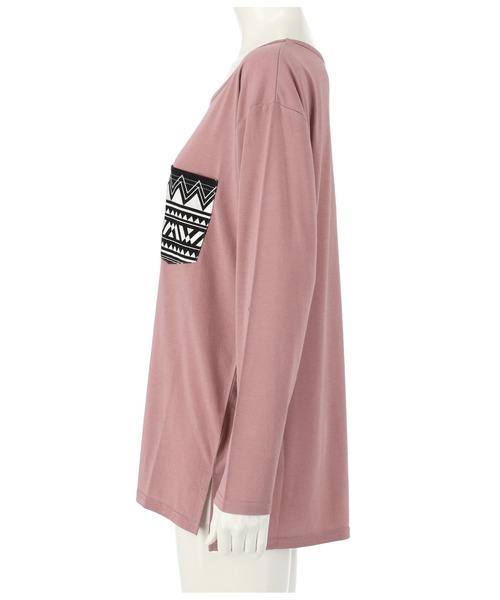 ANAP(アナップ)の「5色展開柄ポケットゆるロングTシャツ(Tシャツ/カットソー・レディース・ホワイト/ベージュ/ブラック/ミント/ピンクベージュ・FREE)」の12枚目の写真