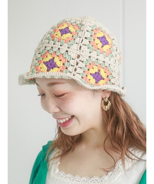 ehka sopo（エヘカソポ）の「クロシェニットハット（ハット・レディース・ブラック/ベージュ/モカ・ﾌﾘ-）」の3枚目の写真