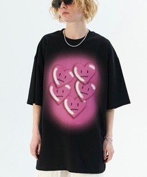 【MODITEC/モディテック】Heart Face Tee/ハートモチーフ デザイン グラフィック プリント 半袖 Tシャツ