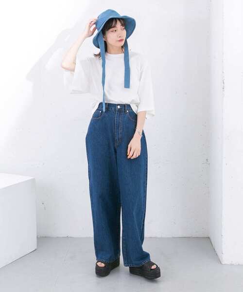 KBF（ケイビーエフ）の「illi　ボックスシルエットワイドTシャツ（Tシャツ/カットソー・レディース・ホワイト/ブラック/モカ・ONE）」の7枚目の写真