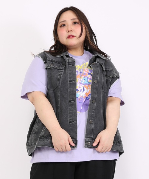 PUNYUS（プニュズ）の「デニムベスト（ベスト・レディース・ライトブルー/ブラック・3/4）」の19枚目の写真