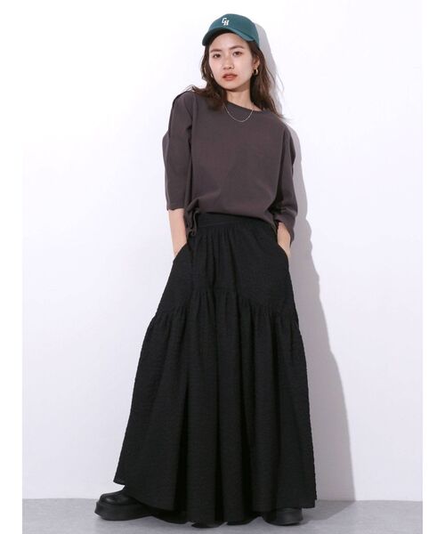 Ungrid（アングリッド）の「ショルダースリット七分袖Tee（Tシャツ/カットソー・レディース・オフホワイト/チャコールグレー/その他1・FREE）」の9枚目の写真