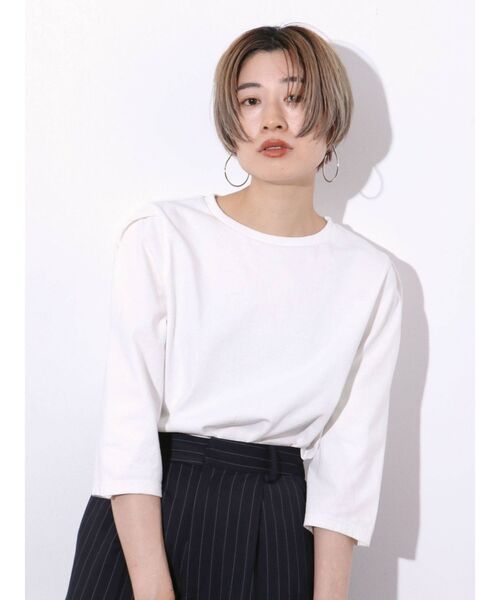 Ungrid（アングリッド）の「ショルダースリット七分袖Tee（Tシャツ/カットソー・レディース・オフホワイト/チャコールグレー/その他1・FREE）」の12枚目の写真