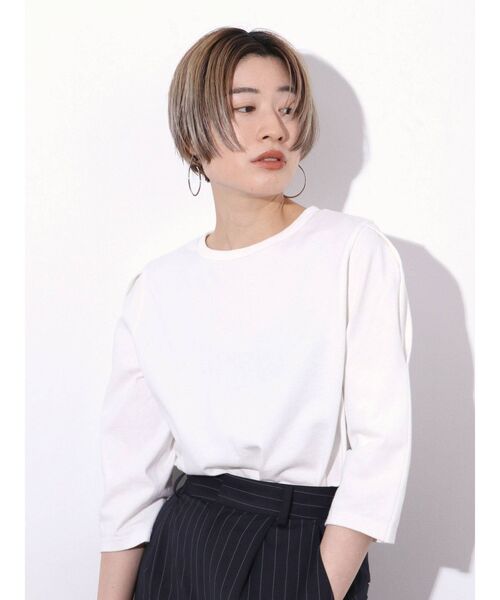 Ungrid（アングリッド）の「ショルダースリット七分袖Tee（Tシャツ/カットソー・レディース・オフホワイト/チャコールグレー/その他1・FREE）」の6枚目の写真