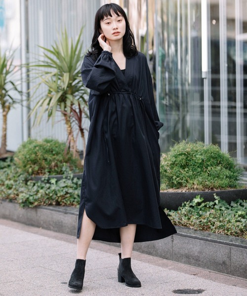 Munich（ミューニック）の「セルロースコットンツイルシャーリングワンピース（ワンピース・レディース・ネイビー/カーキ/ライトベージュ・FREE）」の3枚目の写真