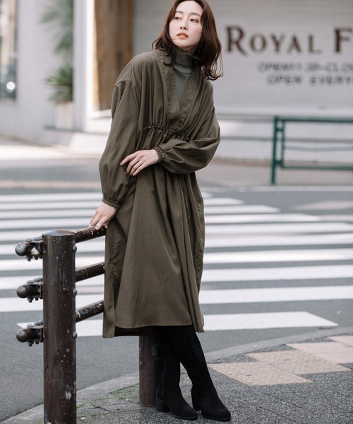 Munich（ミューニック）の「セルロースコットンツイルシャーリングワンピース（ワンピース・レディース・ネイビー/カーキ/ライトベージュ・FREE）」の2枚目の写真